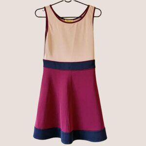 Yellow Star Cream, Navy. and Burgundy Casual Dress